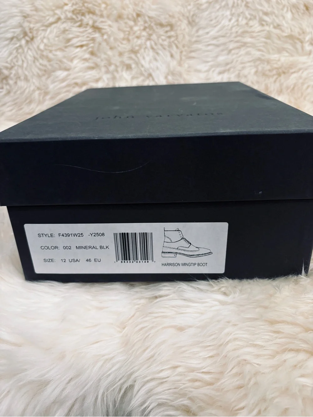NWT John Varvatos Black Leather Harrison Wingtip Lace-Up Boots